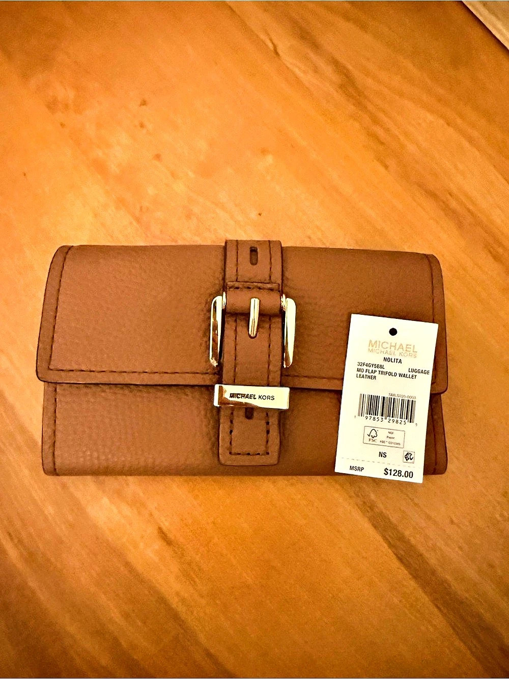 Michael Kors Nolita 32F4GY5B1L Leather Trifold Wallet in Brown NWT